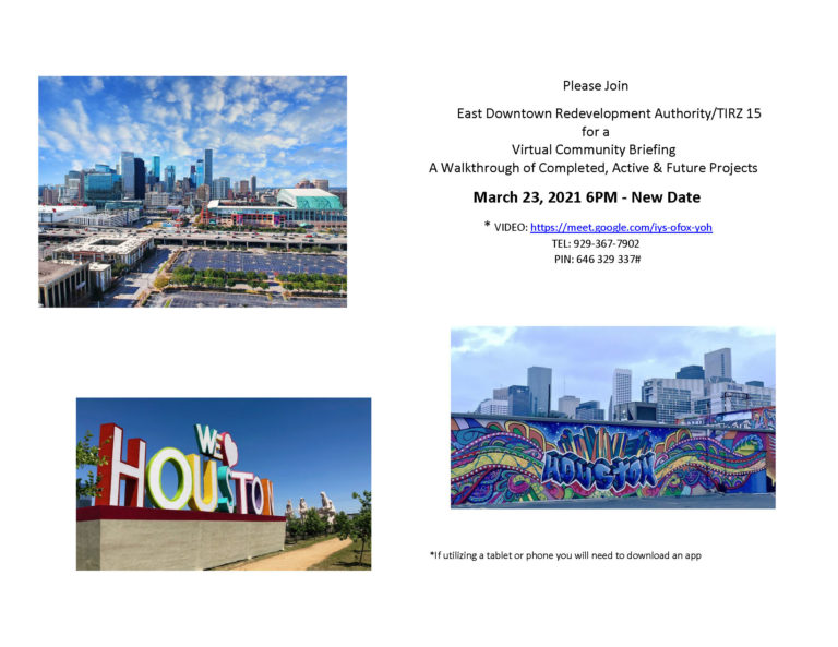 East Downtown Redevelopment Authority Community Briefing Flyer Rescheduled March 2021 768x593